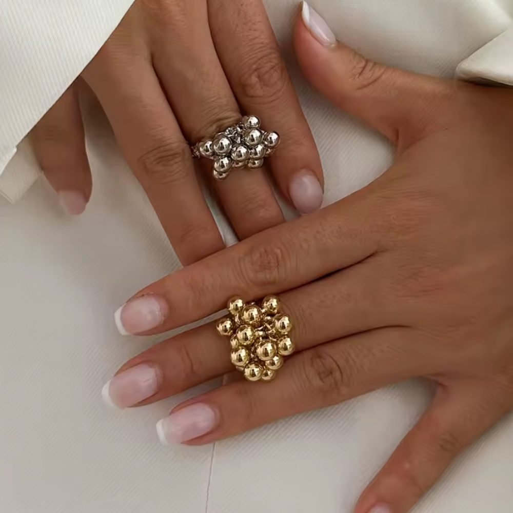 Elegant Gold and Silver Cluster Rings - Picture 2 of 9